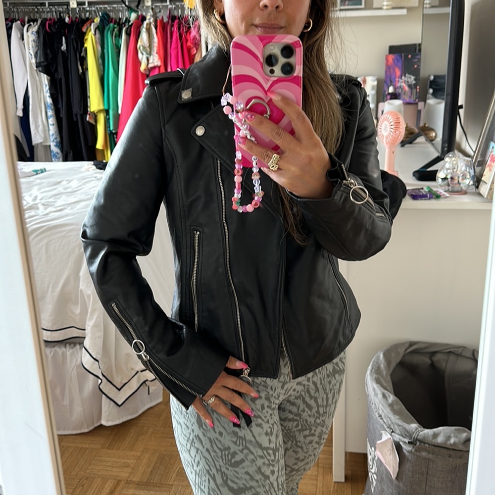 Brand new w/tags black Sam Edelman, leather motorcycle jacket. Never been worn. - Picture 7 of 8